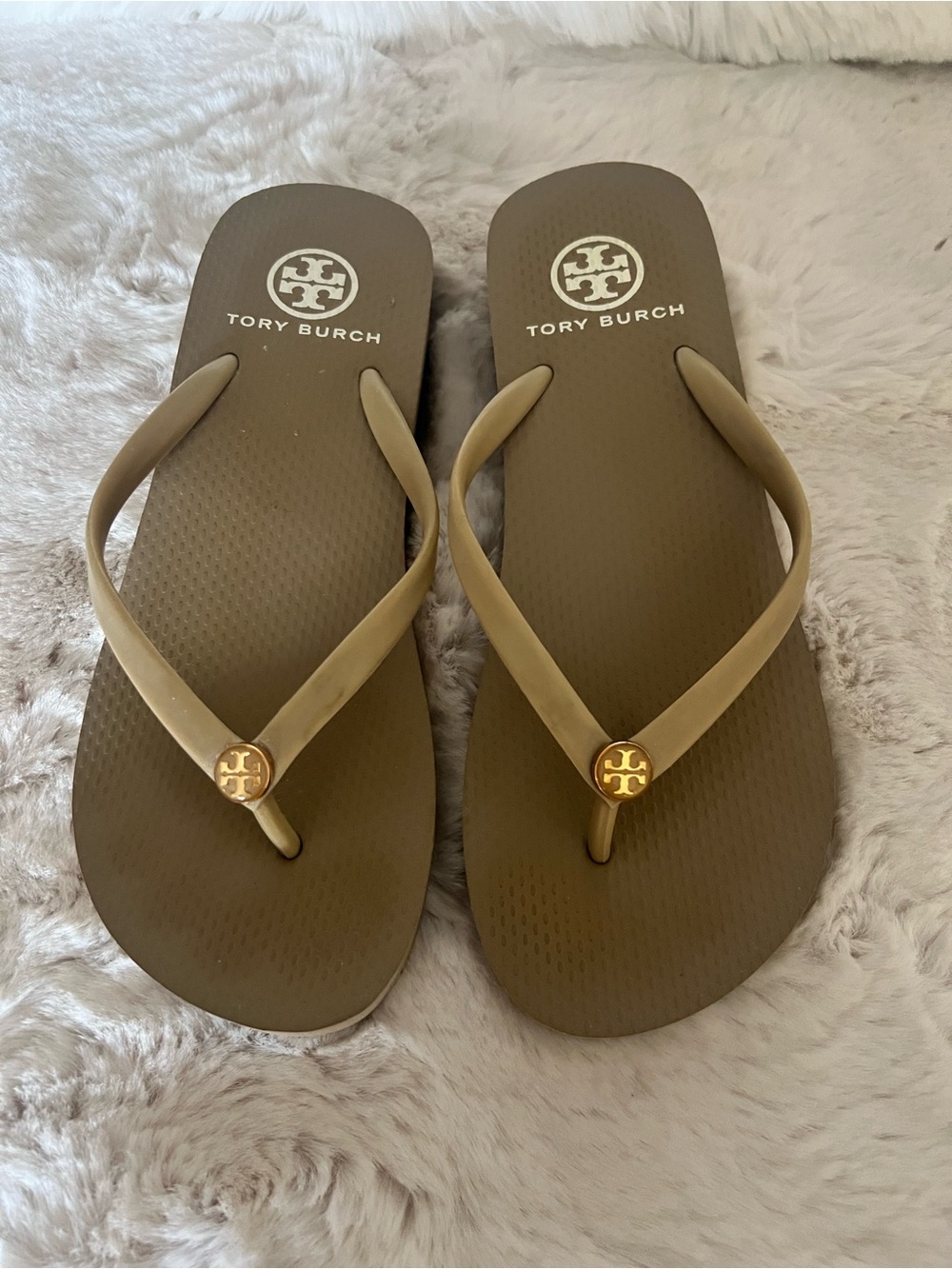 Tory Burch Thea Wedge Flip Flops with Gold Logo